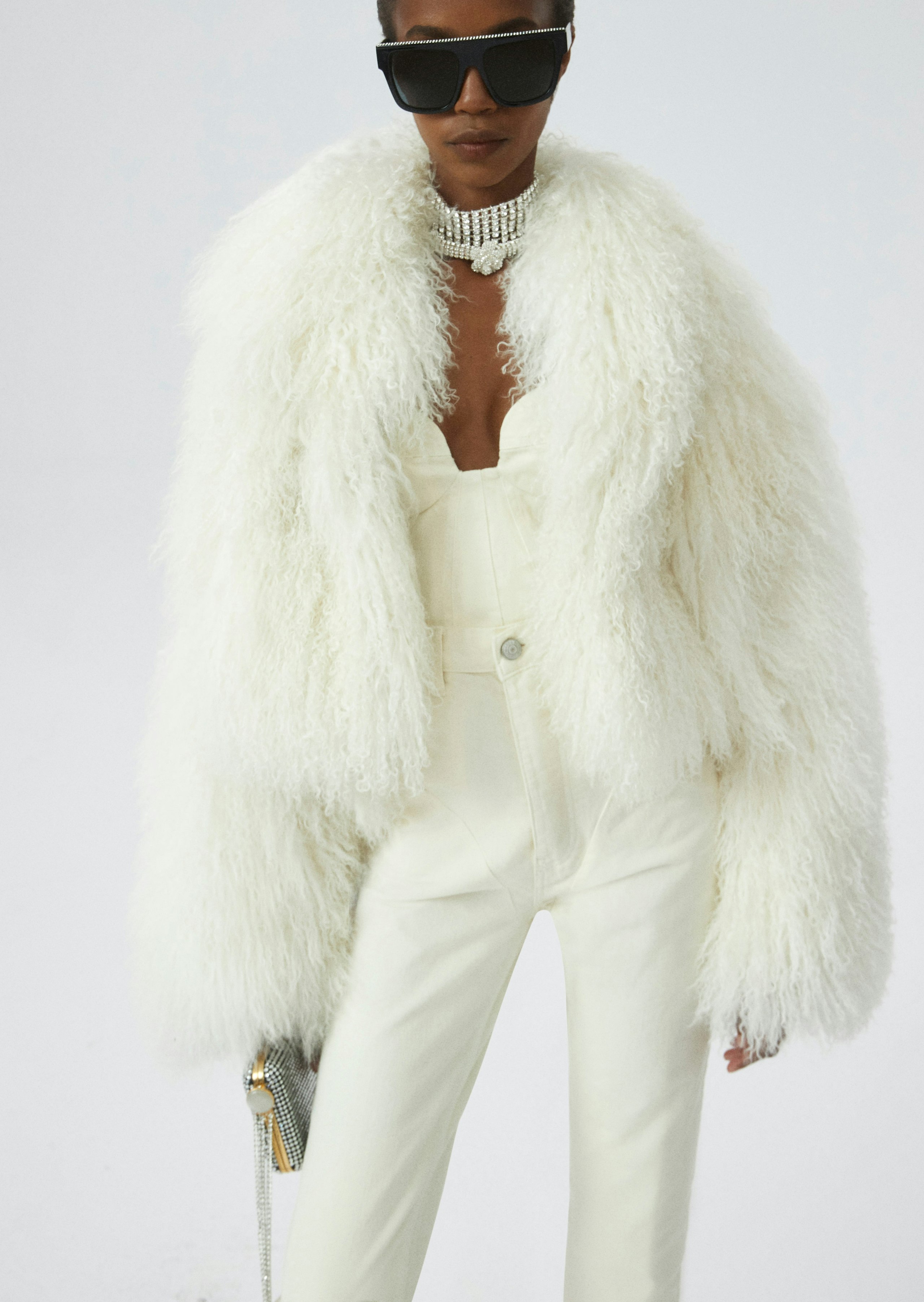 AW22 LEATHER 02 SHEARLING COAT CREAM