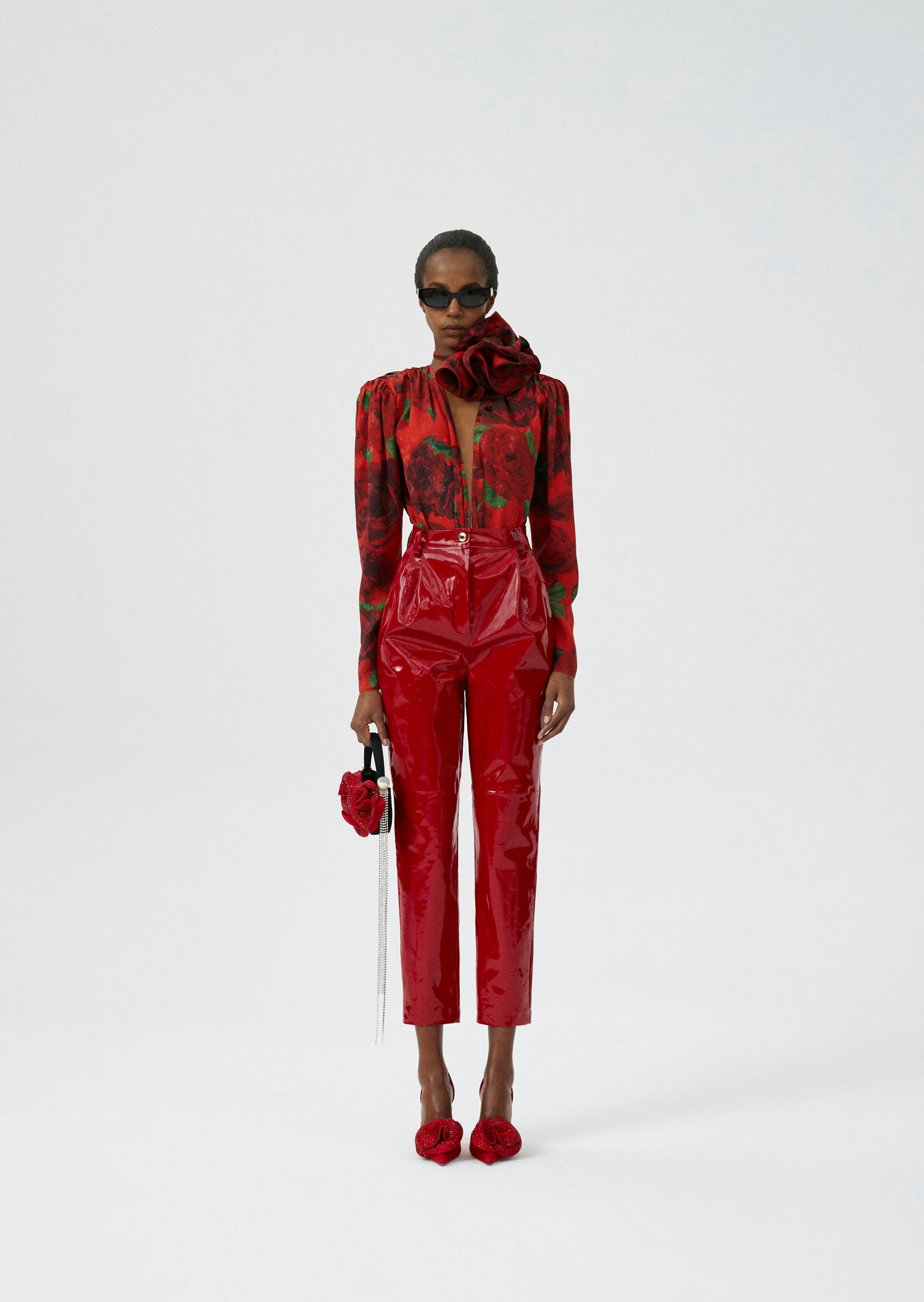 AW22 LEATHER 15 PANTS RED PATENT