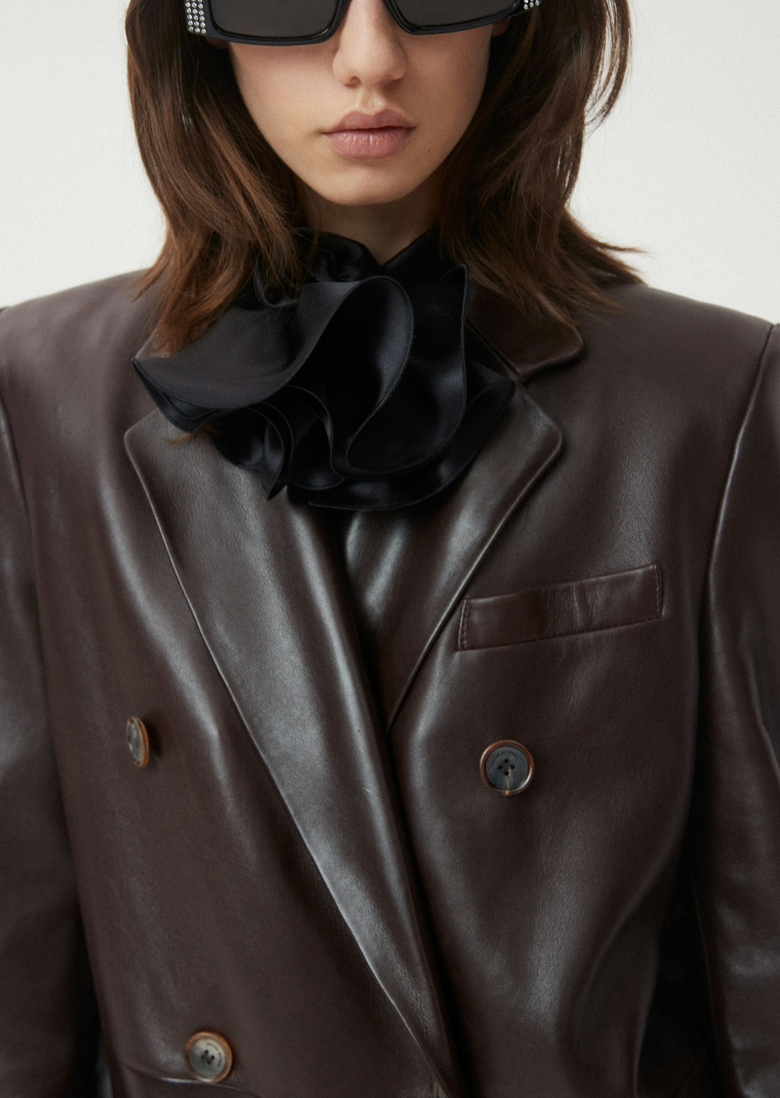 PF22 LEATHER 08 COAT BROWN