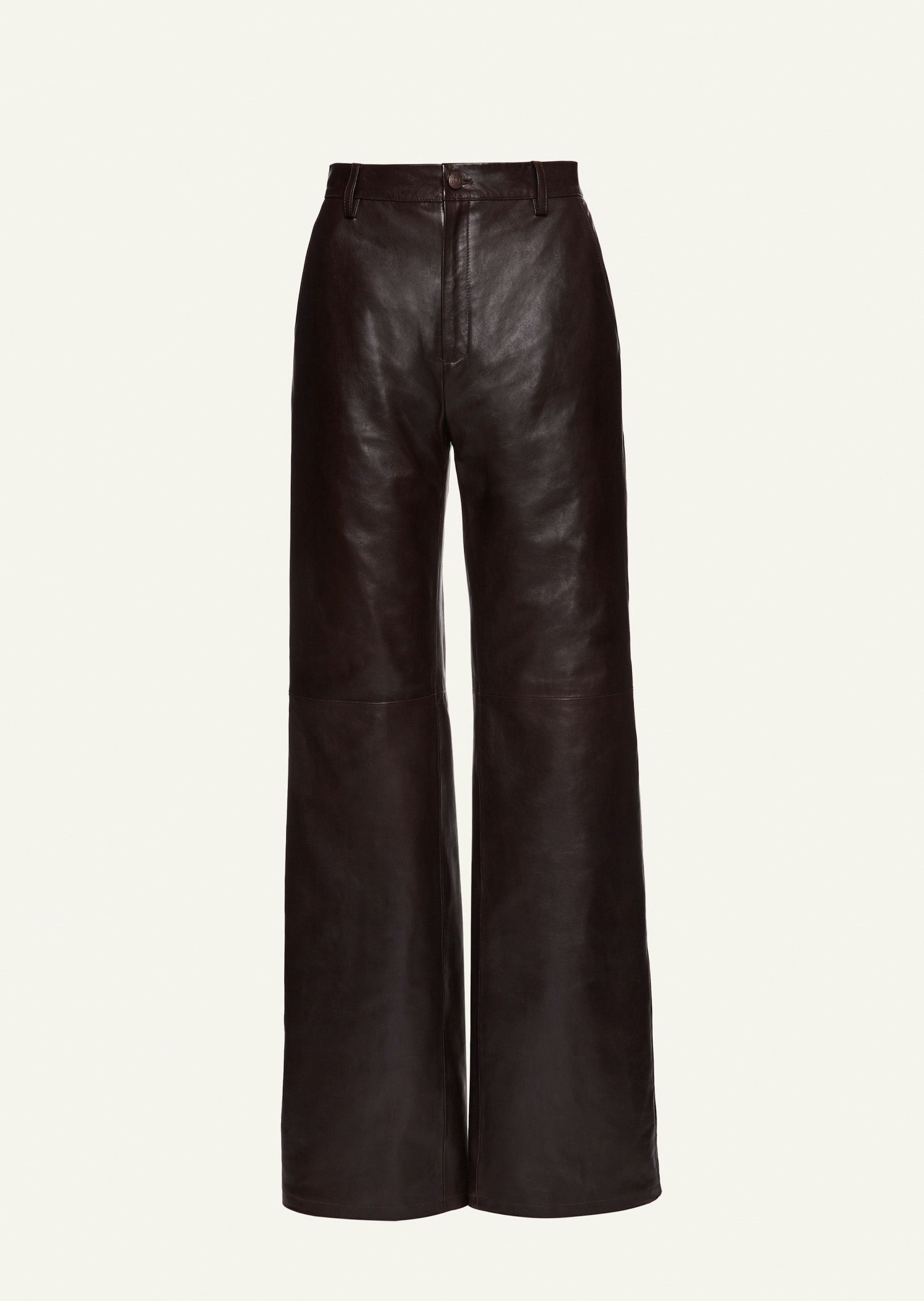 AW23 LEATHER 04 PANTS BROWN