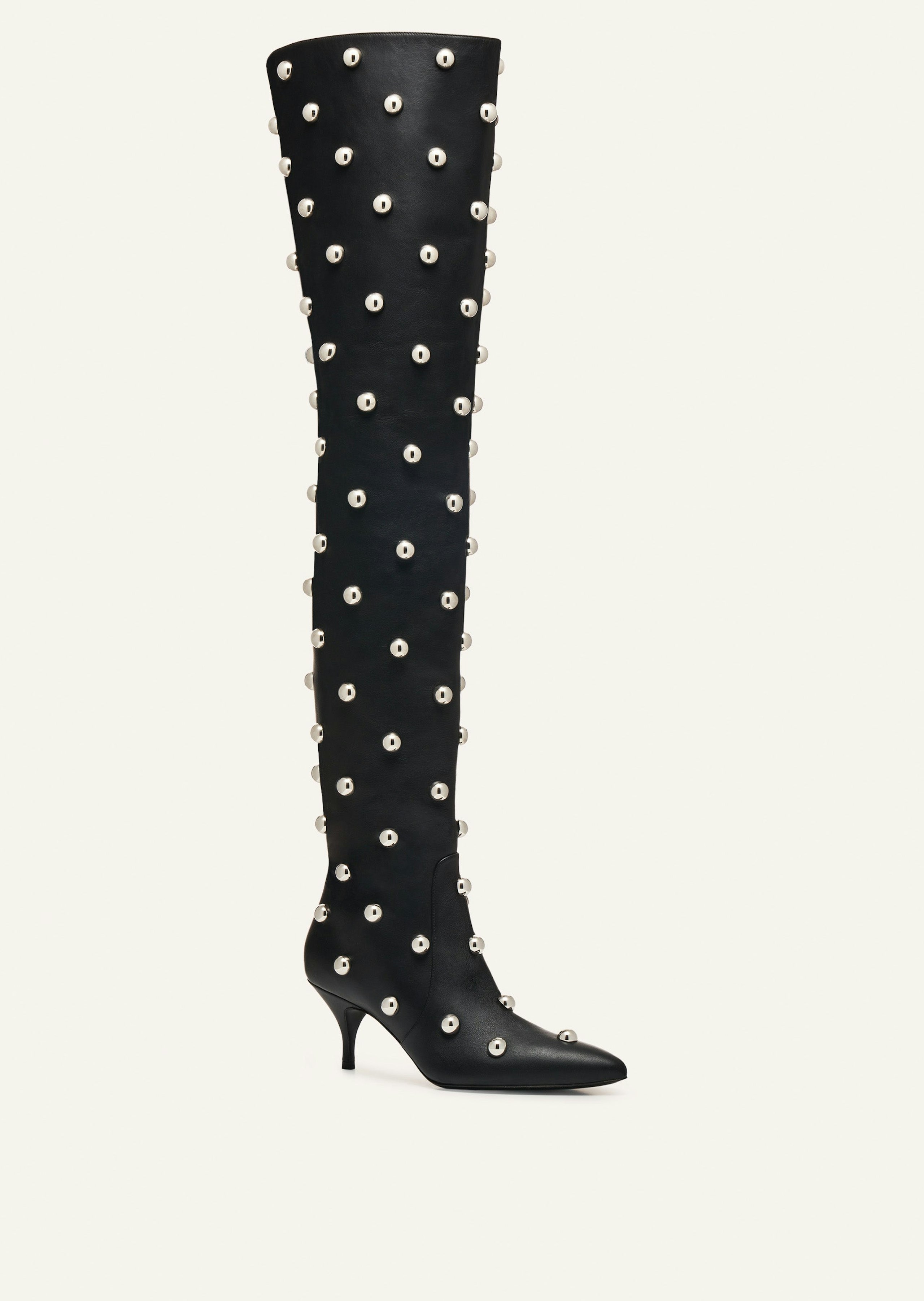 AW22 OVERKNEE BOOTS BLACK LEATHER STUDS