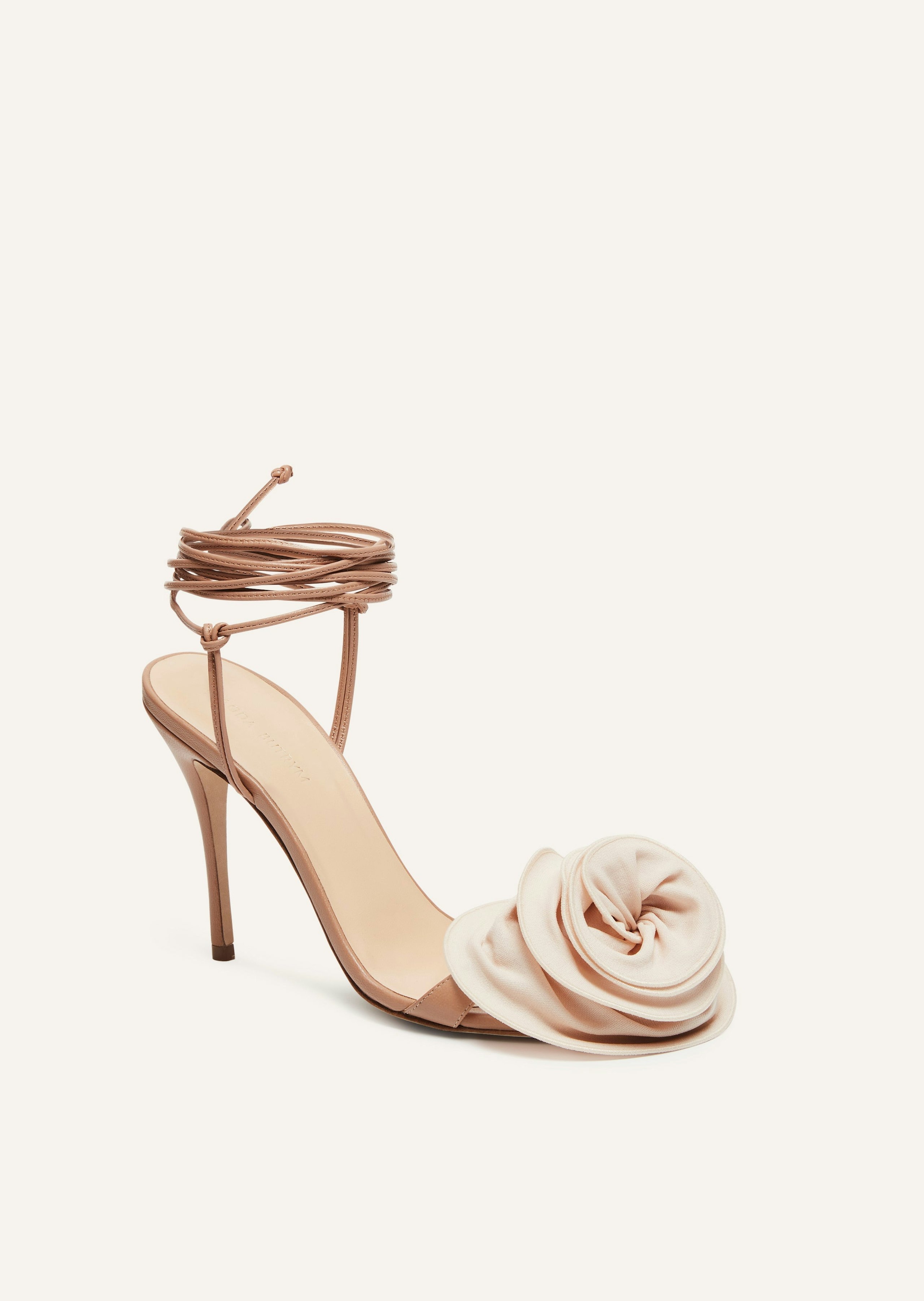 SS23 WRAP AROUND FLOWER SANDALS LEATHER NUDE