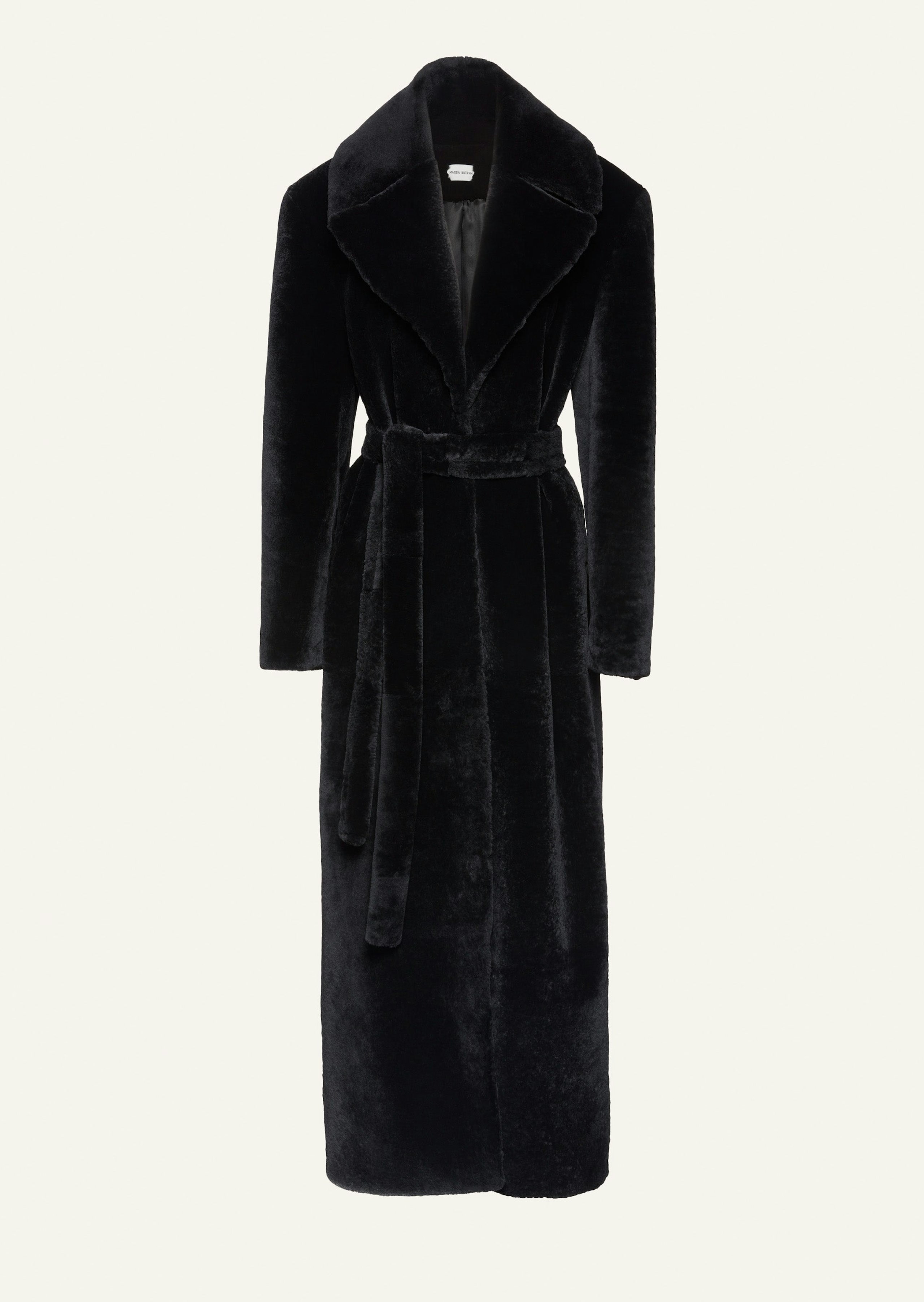 AW23 LEATHER 16 SHEARLING COAT BLACK